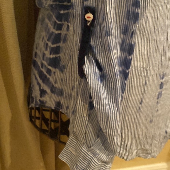 Anthropologie Hei Hei blue and white striped tie dyed Shibori tunic top - Picture 5 of 8